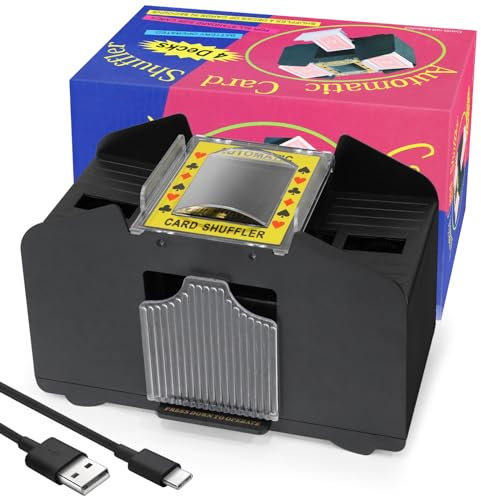 ZAKVOP Melangeur de Carte Électronique 4 Jeux, USB/Batterie Automatique Mélangeur Carte pour Poker, UNO, Skip Bo Skyjo Card Shuffler