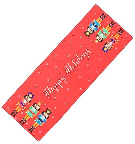 HEMOTON Walnuss-Soldat-tischläufer Nussknacker Tischdecke Feiertagstischläufer Schneeflocken-tischläufer Weihnachtstischdecke Rechteckiger Dekorativer Tischläufer Polyester Banner Esstisch