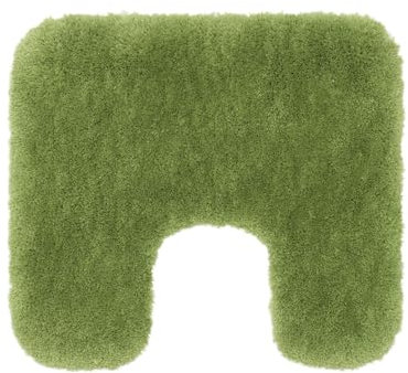 Gözze - Deluxe Badteppich mit Ausschnitt und extra hohem Flor, 100% Polyester (Mikrofaser), Mit Antirutschbeschichtung, 50 x 45 cm - Dunkelgrün