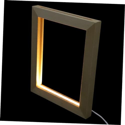 MAGICLULU Leuchtender Bilderrahmen Weinlesefotorahmen Hochzeitsbildrahmen Schreibtisch- Foto- Rahmen. Led- Posterrahmen Lichtbildrahmen Einfacher Bilderrahmen Lichtständer Hölzern Buche 3d