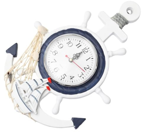 WOFASHPURET Kreative -Uhr Im Boot- Design Mediterrane Wanduhr Für Wohnräume Schlafzimmer Und Kinderzimmer Klarer Spiegeloberfläche A-Style