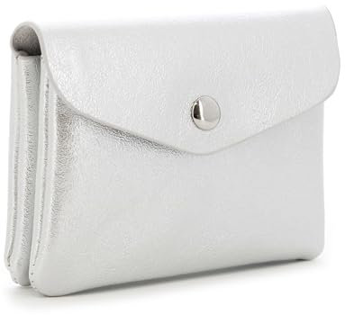Porte-Monnaie et Cartes en Similicuir Souple Brillant - Portefeuille Pochette Irisé à Magnétique - Taille Petite - Pratique Léger (Argent)