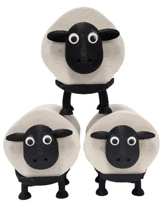 Sheep Toilet Roll Holder - Funny Toilet Paper Holder Free Standing Bathroom Set - 3D Printed Black Sheep Loo Roll Holder - Hilarious Tissue Paper Roll Storage - Cute Bathroom Decor - Set Of 3