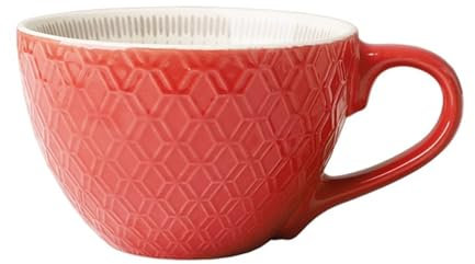 Taza de café grande XXL, de cerámica, 700 ml, con asa, cuenco de desayuno, cereales, sopa, gachas de avena, ensalada, taza de cerámica extragrande (380 ml, rojo)