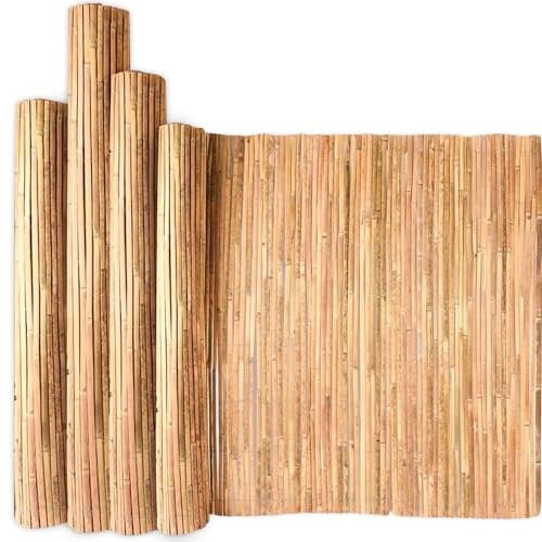 FlickBuyz Natural Bamboo Garden Fence - Slat Privacy Fence Screening Roll - Outdoor Garden Protective Screens Wind, Sun and Rain Privacy Panel Shield, Garden Privacy & Protective Screens (1.8m x 4m)
