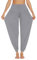PINSPARK Sporthose Damen Lang Yogahose Haremshose Yoga Hose High Waist Pluderhose Jogginghose Große Größen Freizeithosen Hellgrau S