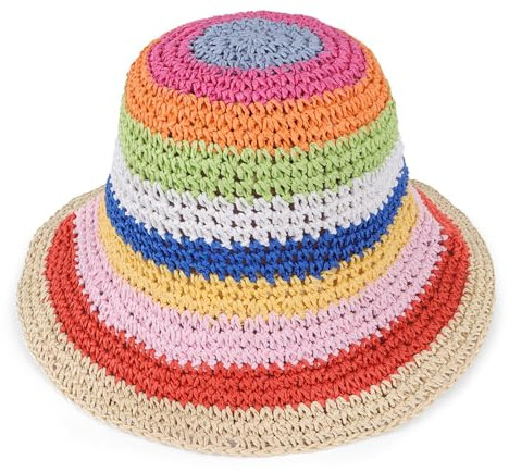 Straw Sun Hats for Women - Packable Foldable Straw Beach Hat Ladies Summer Crochet Bucket Hat UV Protection