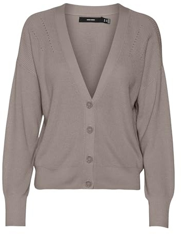 VERO MODA Women's Vmnewlexsun Ls Short V-Neck Car Ga Noos Cardigan Sweater, Moon Rock, S