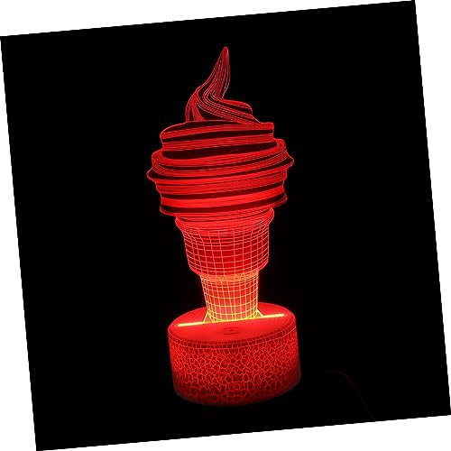 Veemoon 1 Set Eiscreme 3 Touch Lampe Bunte Nachttischlampe Buntes Nachtlicht Illusionslampe 3D Eiscreme Illusionslicht Schlafzimmerlicht Kreative Lampe Eiscreme Form Nachtlicht
