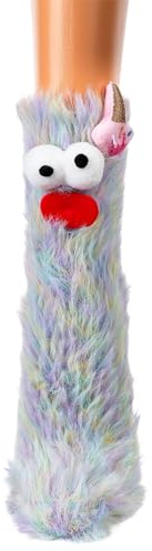 Sockenversandhandel Kuschelsocken mit Gesicht I Damen I Jungen I Mädchen I Damensocken I Funsocken I Spaßsocken I Socken (1 Paar) I witzig bunt I 3D I lustige Strümpfe I Fell I Cartoon