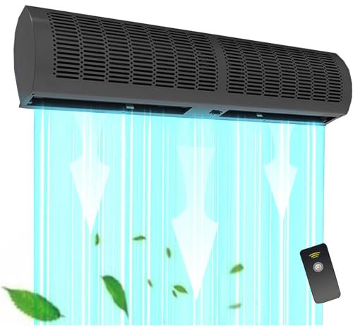 BESTXH Cortina De Aire, Montado En La Pared Cortina De Aire, Comercial Ventilador De Aire Interior, Montado En La Pared Ventilador De Cortina De Aire, para Dormitorio Oficina,Negro,35.4in/90cm