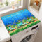 RUILBJ Waschmaschinen Staubschutz Matte Absorbierendes Tischtuch 3D Tier Druck Kühlschrank Mikrowellenherd Abdeckmatten rutschfeste Küchenspülen Geschirr Trockenmatten (Blau Ozean,60x60 cm)