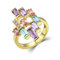 Nobel SCHMUCK Statement Ring Gold 925 Sterling Silber Cubic Zirconia Tansanit Rosé Aquamarin Gr. 56