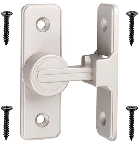 Riceel Verrou Serrure de Fermeture Porte Interieure Coulissante, 90° Loquet de Crochet a Porte Bascule Avec 4 Vis Verrouillage de Boucle Moraillon Antivol Verrous de Porte