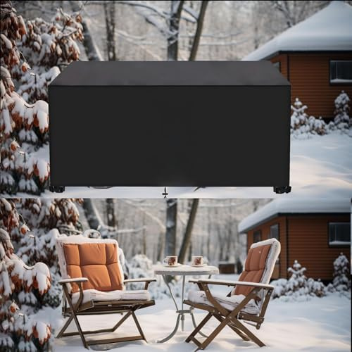 AJALGZ Abdeckung für Gartenmöbel Winterfest 160x95x50cm/LxWxH Schwarz 420D Oxford Gewebe Abdeckplane Gartenmöbel Schutzhülle für Terrassenmöbel Abdeckung Gartentisch Wasserdicht Winddicht Anti-UV