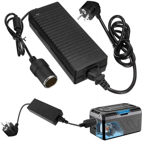 KFZ Netzadapter, 15A 180W Wechselrichter Adapter mit 1.5m Zigarettenanzünder Steckdose Spannungswandler AC auf DC 240V auf 12V, für Autokühlschränke, Reifenfüller, Auto-Handstaubsauger