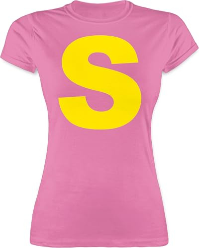 Shirt Damen - Karneval & Fasching - Kostüm Buchstabe S Streifenhörnchen Chipmunk Simon I Fastnacht Gruppenkostüm Chipmunk - M - Rosa - Alvin und die Chipmunks zum anziehen Faschings Tshirt