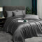 Luofanfei Kühlende Sommer Bettwäsche 135x200 4teilig Grau Anthrazit Bambus Polyester Glänzend Glatt Uni Bettwäsche Set Luxus Einfarbig Muster Bettbezüge Set und Kissenbezüge 80x80 mit Reissverschluss