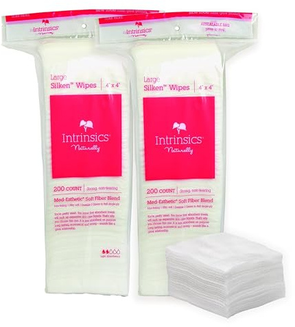 Intrinsics Petite Silken Wipes – 4x4 4-Ply Lint-Free Cotton Pads – Low-Absorbent, Soft, and Biodegradable – 2Pack (400 Count)