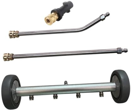 JISADER Hochdruckreiniger Unterwagen Reiniger 4000 PSI, Wasserbesen für Unterboden Autowäsche mit 45-Grad-Winkelstange, Unterwagenreiniger Wasserbesen mit 4 Sprühdüsen für Auffahrt, Deck, Schwarz