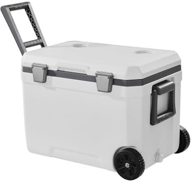VEVOR tragbare Kühlbox (45 Qt / 64 Dosen) mit Eisspeicherung & robusten Griffen & Getränkehalter, isolierte tragbare Kühlbox aus stabilem Material, geeignet für Familienpicknicks und Lange Reisen