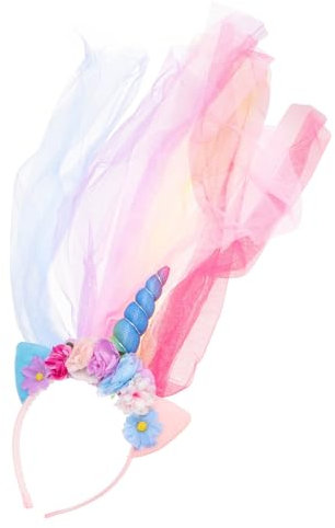 NIYANGLE 1stück Einhorn Haarreif Mit Schleier Für Mädchen Für Party Geburtstag Und Cosplay Süßes Design Mit Bezaubernden Elementen Strapazierfähiges Material Rutschfest Und Bequem