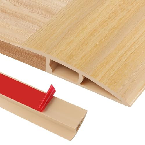 200cm Übergangsprofil Selbstklebend, PVC Türschwellenleiste für Höhen Von 17-20mm für Teppich, Laminat und Fliesenschwellen, Türdurchgänge, Kanten und Roller(A5015,Rohholzmaserung)