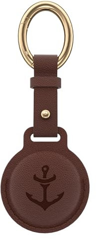 YISH Porte Cle Airtag Leather: Airtag Porte Clé compatible avec Apple Airtag, Etui Air Tag protection Air Tag avec Anneau Porte-clés, Coutures renforcées, Anneau Interchangeable (Marron)