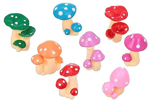HEMOTON 8 Stücke Miniatur Pilz Figuren Lebensechte Harz für Garten Terrarium Indoor Realistische Pilz Ornamente für Kleiner Haus und