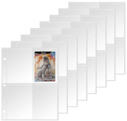 Sammelkarten Hüllen 400 Pockets Leere Pokemon Sportkarte Hüllen Photocard Sleeves 50 Seiten Doppelseitiges Sammelalbum Karten Folien Trading Einzeln für 3 Löcher Ringbüchern zum Sammeln und Tauschen