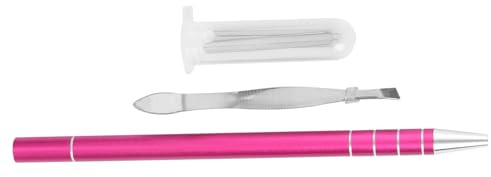Gravierter Friseurstift für Augenbrauen und Haar mit 10 Klingen | Edelstahl, 1 Satz mit Pinzette, Violette Farbe, für Barbershop und Schönheitssalon Zufällige Farbe Zufälliger Stil