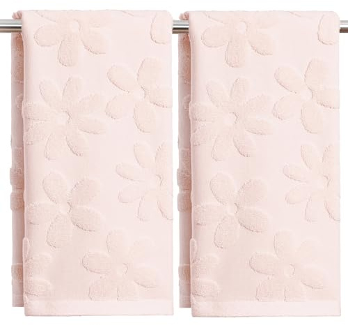 Artoid Mode 2er Pack Rosa 3D Blumen Jacquard 100% Baumwolle Frühling Handtücher, 35x75 cm Weich Saugfähig Badezimmer Dekoration Badetuch