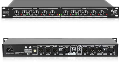 Audio Crossover, Professional 2/3-Way or 4-Way Mono Crossover with XLR Input & Output, Signal Processor for PA System with Subwoofer Support
