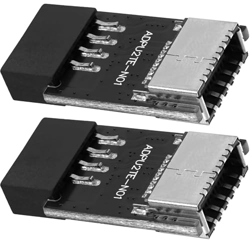 GERUI 2 pcs USB 2.0 9-Pin Interner Header auf USB 3.1/3.2 Typ-C (20-Pin) A Tasten Frontplatte 180 Grad Adapter,Erweitert Typ E Ports auf PCs Frontpanel Ports Interner Konvertierungs Adapter