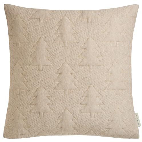 TOM TAILOR Weihnachtskissen Beige – Kissenbezug Weihnachten – Baumwollmischgewebe in Strickoptik – Couchkissen – Deko Kissenhülle 30x50 kuschelig, weich, für Sofa, Bett & als Geschenkidee