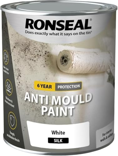 6 Year Anti Mould Paint 750ml | Powerful Damp & Condensation Protection | Moisture & Steam Resistant White Silk Finish | Prevents Black Mould Regrowth | Easy Wipe-Clean Emulsion for Bathrooms