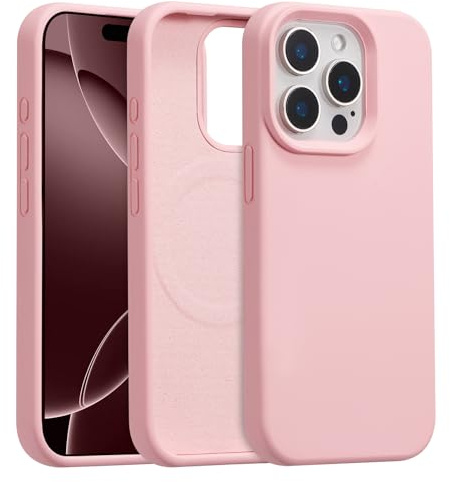 UCASONG Magnetische Liquid Silikon Hülle für iPhone 14 Pro, Rosen Rosa | 6,1 Zoll, Kompatibel mit Magsafe, Niedliche Einfarbig Handyhülle, für Mädchen Frauen, Leichte Stoßfest Kratzfest Schutzhülle