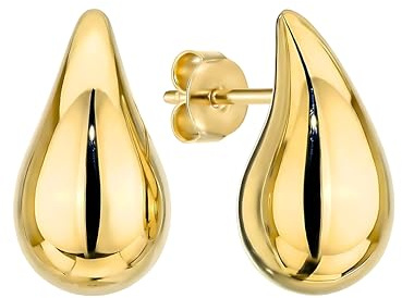 Goldohrringe Damen 585, 14 Karat Gelbgold Tropfen Ohrstecker Poliert, Tränen Ohrringe 585, Echter Goldschmuck, Geschenke für Mädchen, Frauen