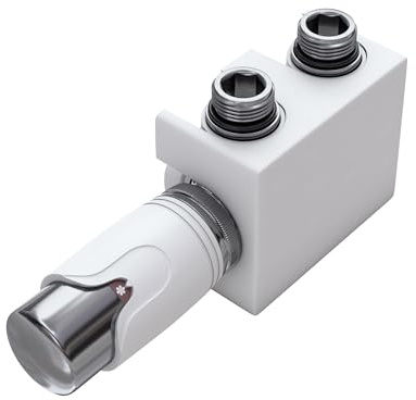 VILSTEIN® Universal Heizkörperanschluss Set [MIT THERMOSTAT] - Multiblock Anschluss für Heizung - Zweirohrsystem Hahnblock Weiß - Ventilhahnblock Amaturensystem - Durchgangs - & Eckanschluss