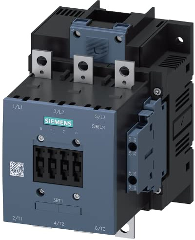 Siemens 3RT1055-6AP36 CONTACTOR, 75KW/400V/AC-3, AC(50...60HZ)/DC Operation UC 220...240V AUXIL. Contacts 2NO+2NC 3-Pole, Size S6 BAR Connections Conventional Operating MECHAN. Screw Terminal, White