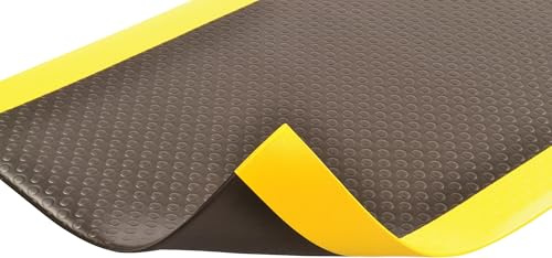 Notrax 417 Bubble Sof-Tred™ with Dyna-Shield® 3' x 6' x 1/2 Anti Fatigue Mat, Slip Resistant Bubble Textured Surface, Ideal for Industrial and Commercial Workplaces, Black/Yellow, 417S0036BY