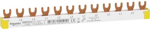 Schneider Electric Phasenschiene Gabel Resi9, 3-polig, 12 TE, 63A, kürzbar, Artikelnummer R9XFH312