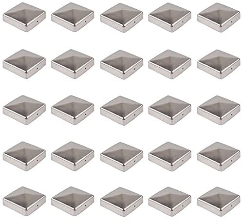 25x Pfostenkappe Edelstahl Pyramide/Kugel (91 x 91 mm Pyramide)