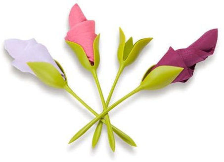 PELEG DESIGN - 4x Bloom Serviettenhalter grün | Serviettenspender aus Kunststoff | Servietten-Halterung in Blumenmotiv | Napkin holder in green | Geschenk zu Ostern, Valentinstag, Geburtstag