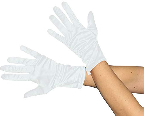 Foxxeo kurze glänzende weiße Handschuhe 20er Jahre Damen Fasching Kostüm