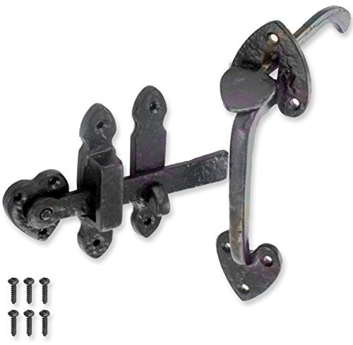 2X Black Antique Wrought Iron Suffolk Thumb Latch 200mm External Door or Gate Catch Lock Handle