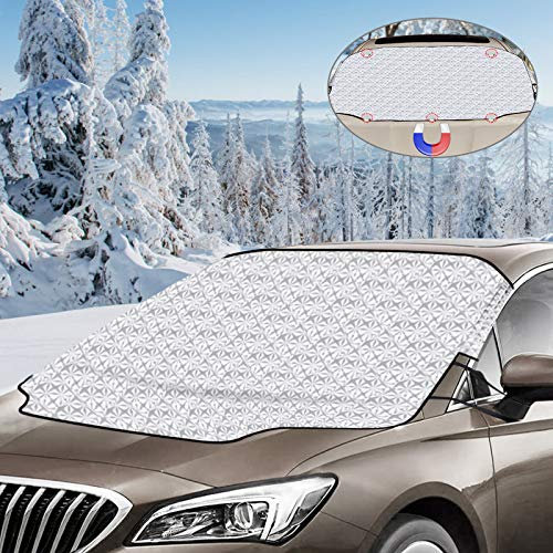 Opamoo Protector para Parabrisas, Protector de Parabrisas Magnético Universal Cubierta de Parabrisas Protege de Hielo Nieve Viento y Lluvia Funda Plegable Parabrisa Delantero 187 x 95 cm