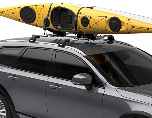 Thule Kompass-Kajak und SUP-Dachträger – für 2 Kajaks oder 2 SUPs – J-Style Träger – Universal-Montagezubehör im Lieferumfang enthalten – passend für 91,4 cm breite Kajaks und SUPs – 59 kg