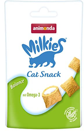 animonda Milkies Katzensnack mit Milch - Balance (12 x 30g), getreidefreie Knusperkissen Milch Katzensnacks für erwachsene Katzen