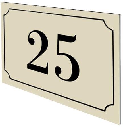 DECOHO - Numéro de boîte aux Lettres personnalisé Gravure Laser - Plaque PVC Beige Chiffres Noirs - 12x8 cm, adhésif 3M, Usage intérieur - Beige